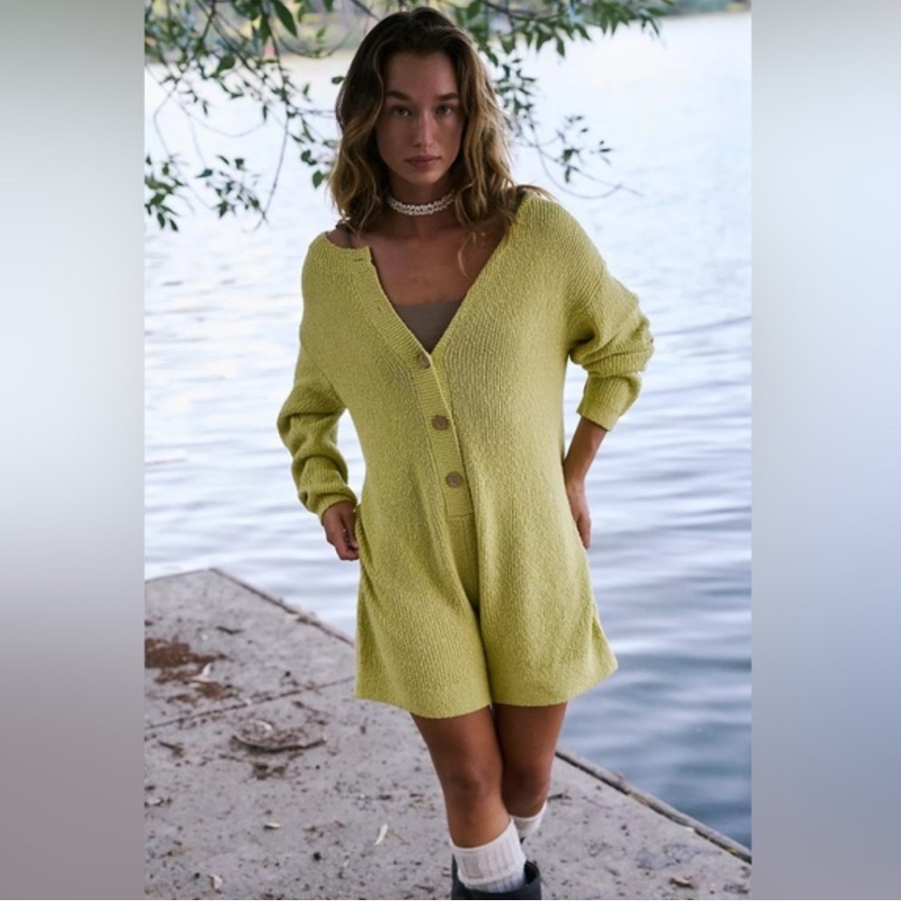Free People Lime Green Knit Romper - Picture 4 of 4